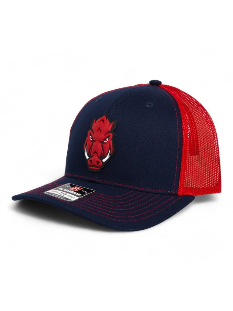 Arkansas Razorbacks Forward Facing Hog 3d Snapback Trucker Hat- Navy/ Red